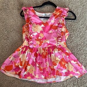 LaRoque Floral Pink Sleeveless Blouse